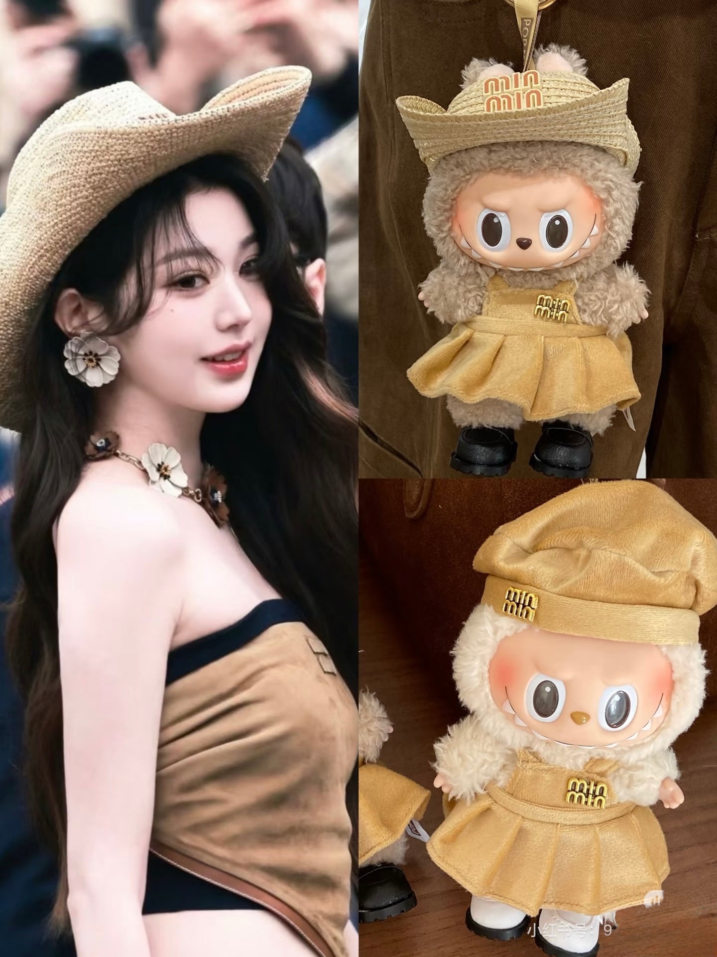 Labubu Clothes – Vintage Idol-Inspired Outfit Set with 3 Hat Styles (Handmade)