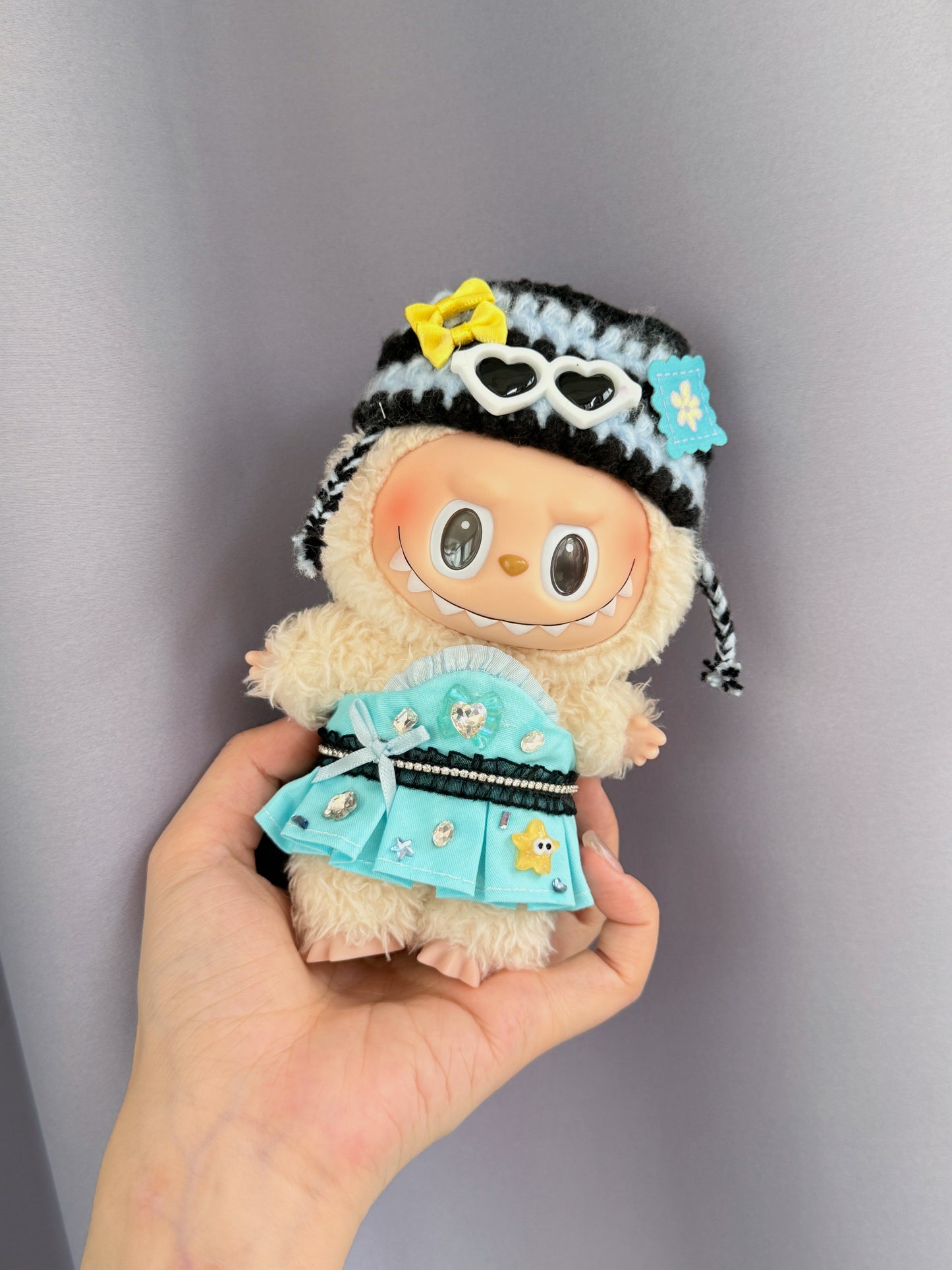 Labubu Clothes – Exclusive Rock Star Outfit with Knit Hat & Guitar (Handmade Designer Set)