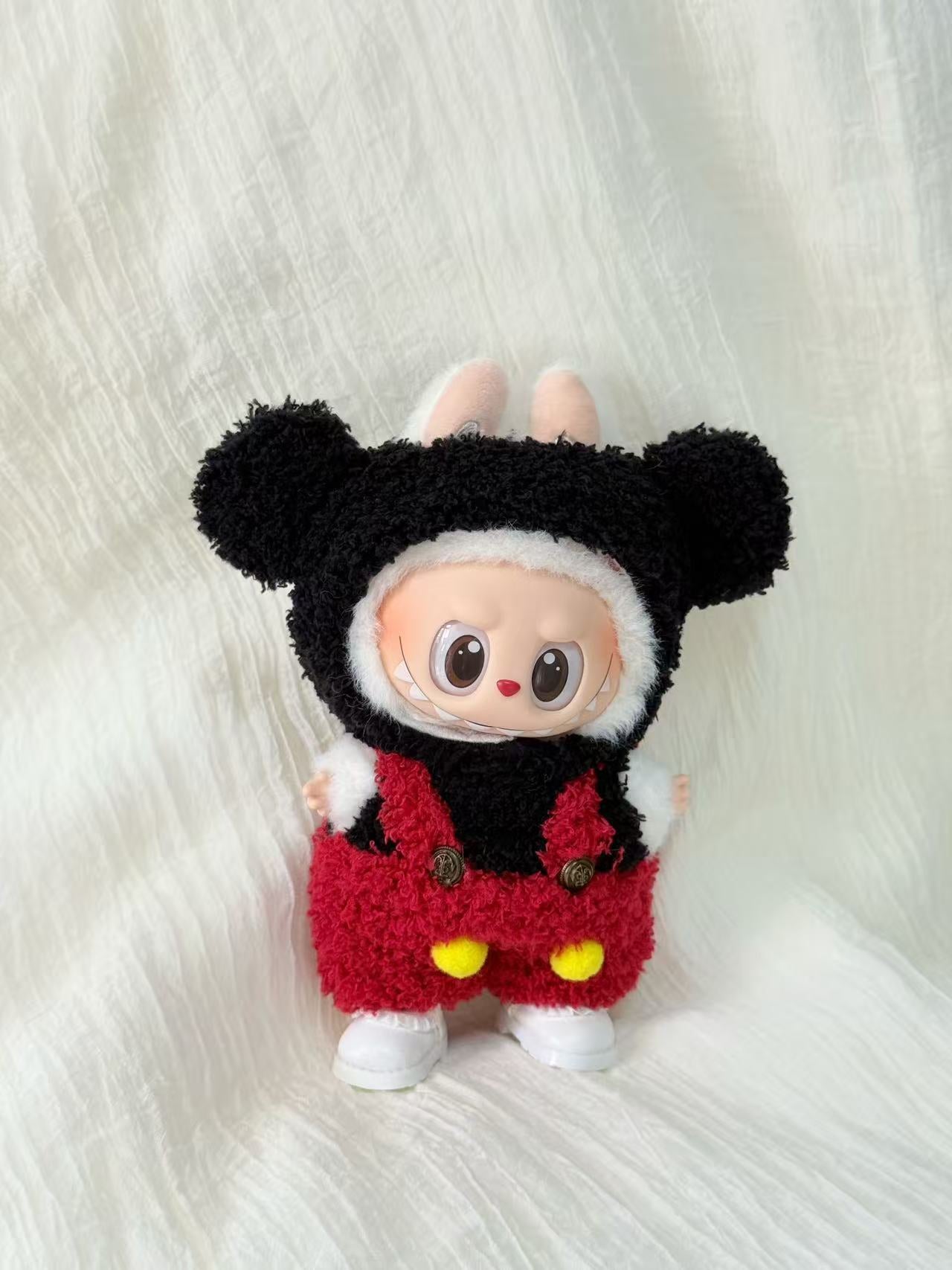 Labubu Clothes – Plush Mouse-Inspired Outfit Set in Red & Black (Handmade Cartoon Look)
