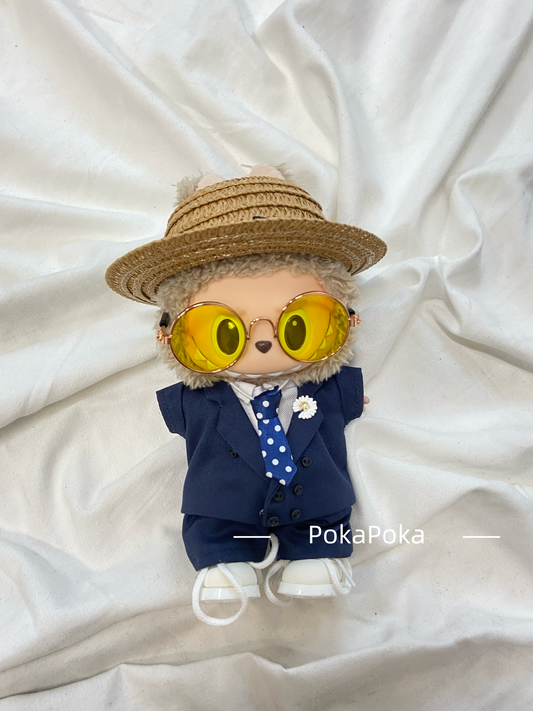 GD-Inspired Navy Floral Suit Set for Labubu – Retro Summer Look (Clothes Only)