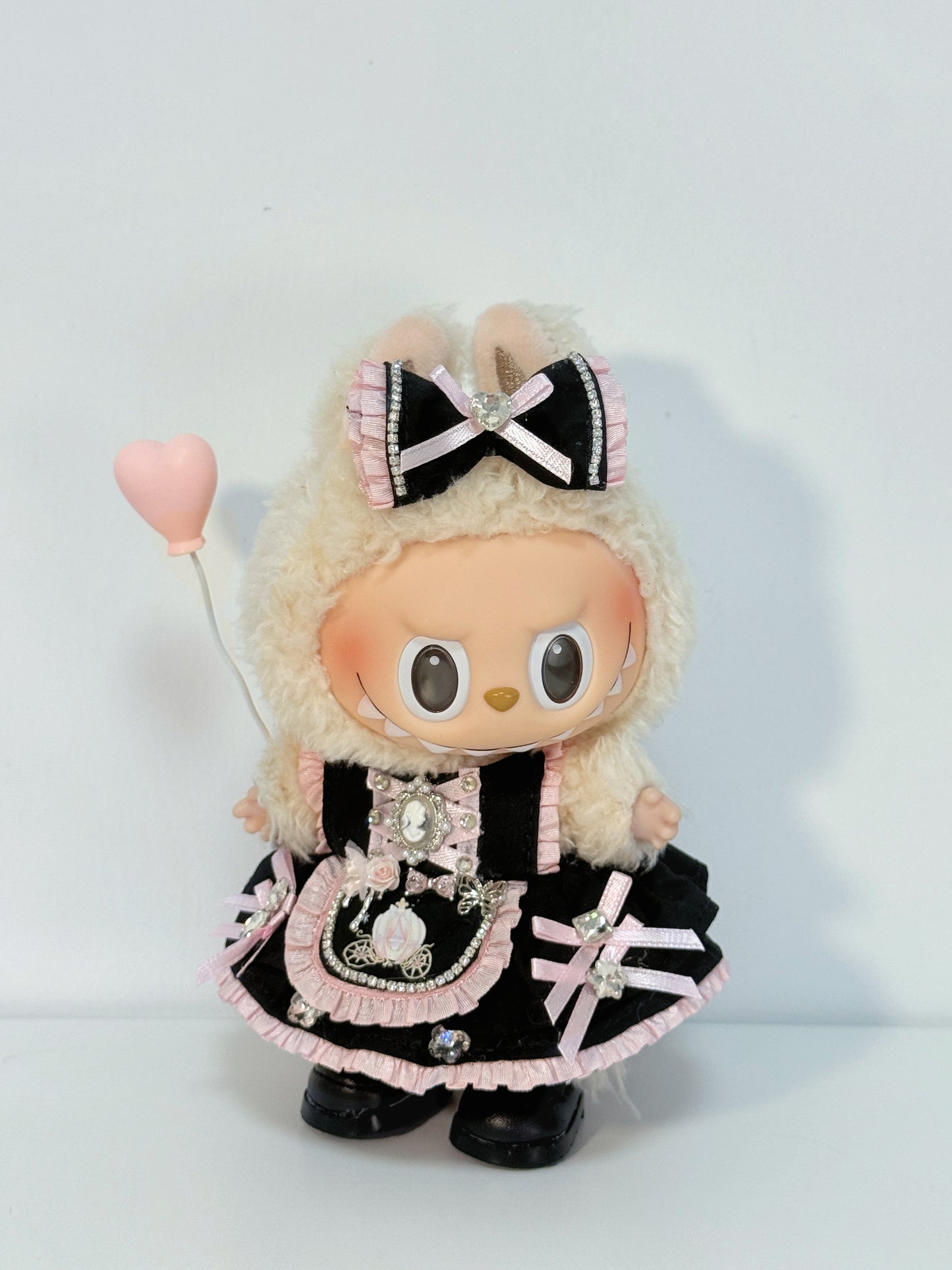 Labubu Clothes – Black & Pink Lolita Dress Set (Exclusive Special Edition, Handmade)