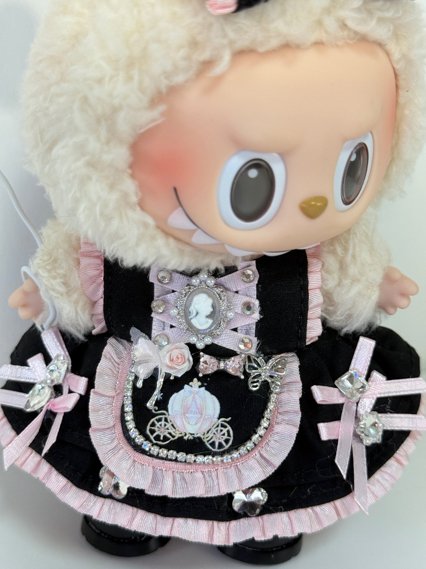 Labubu Clothes – Black & Pink Lolita Dress Set (Exclusive Special Edition, Handmade)