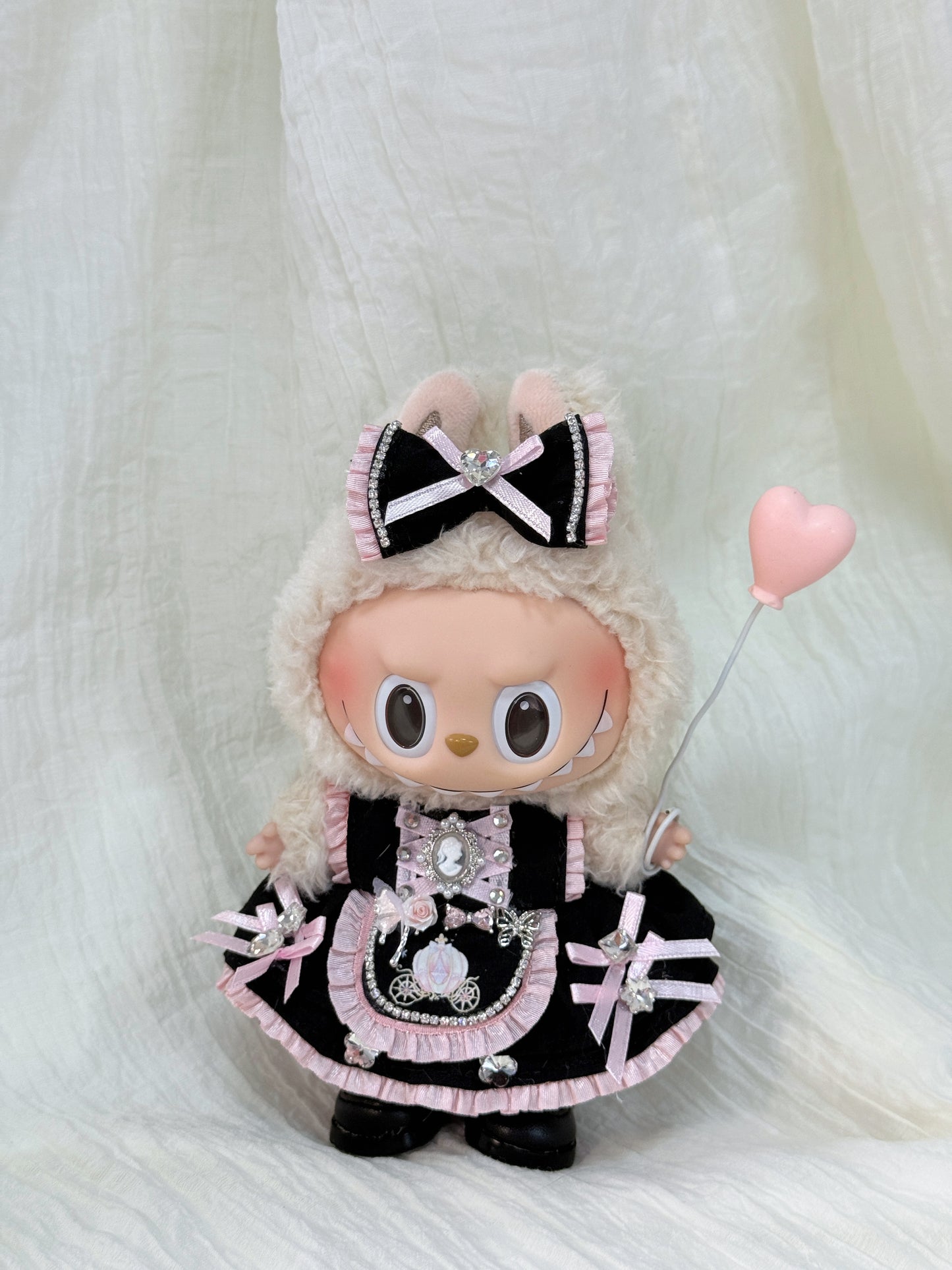 Labubu Clothes – Black & Pink Lolita Dress Set (Exclusive Special Edition, Handmade)