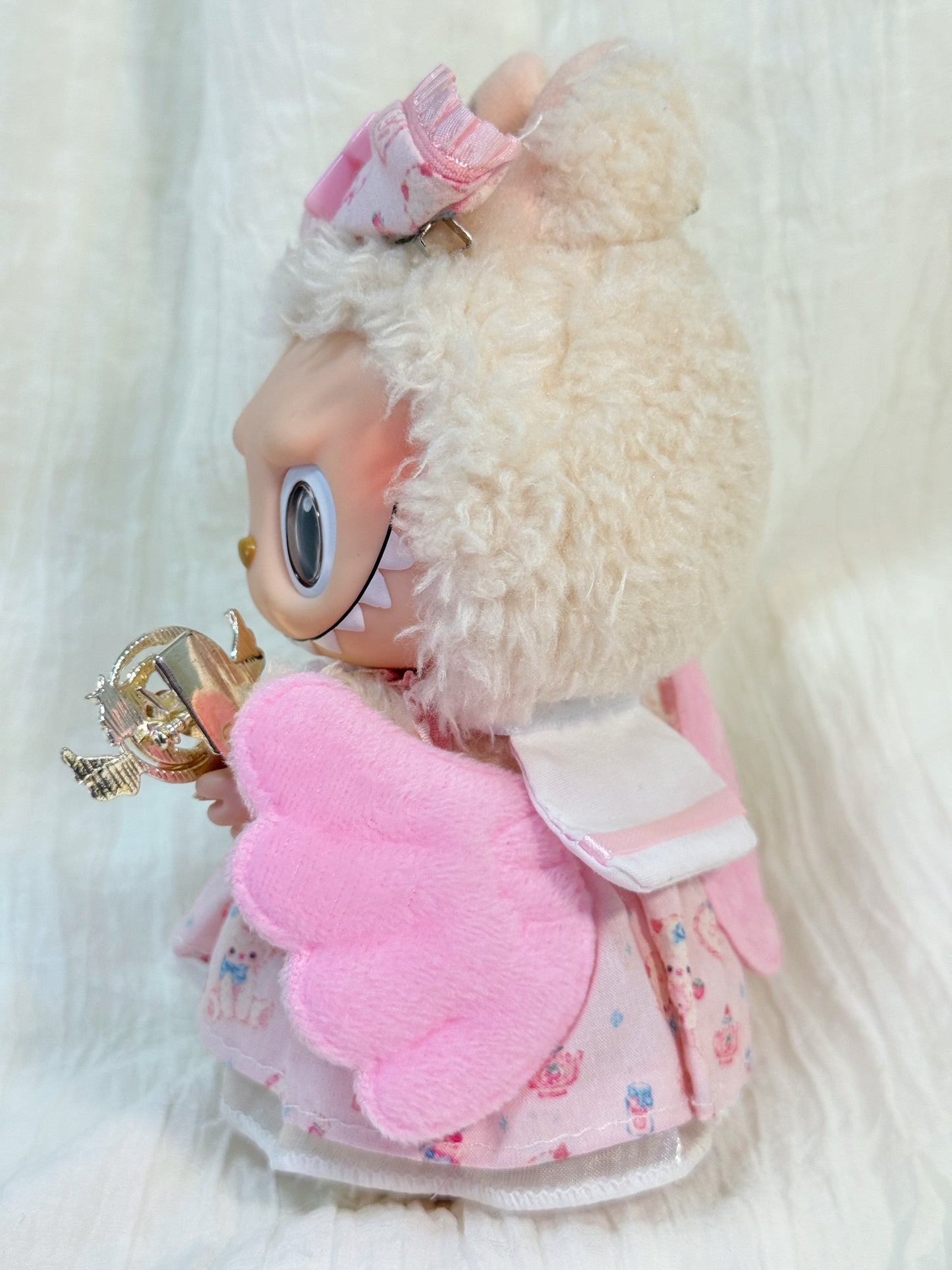 Labubu Clothes – Exclusive Pink Angel Dress Set with Wings & Wand (Handmade)