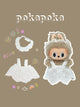 Labubu Clothes – White Embroidered Dress Set with Lace Collar (Handmade)