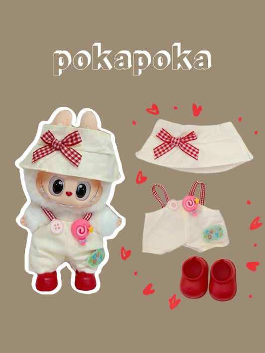 Labubu Clothes | Creamy Red Gingham Doll Outfit (Handmade)