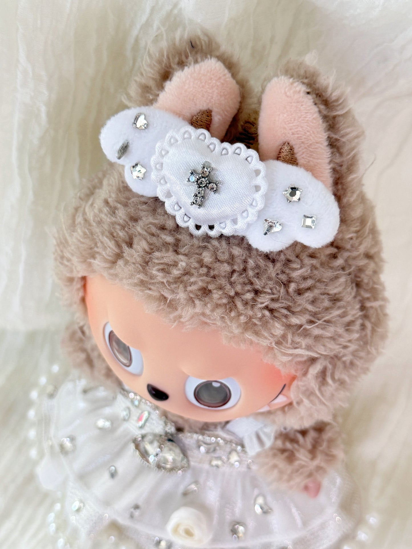 Labubu Clothes – Exclusive Pearl Princess Dress Set in White (Handmade Designer Edition)