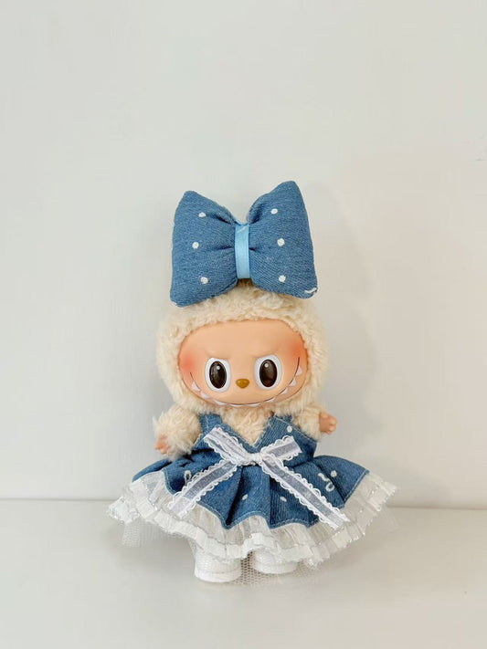 Labubu Clothes | Denim & Lace Bunny Outfit – Handmade Limited Set