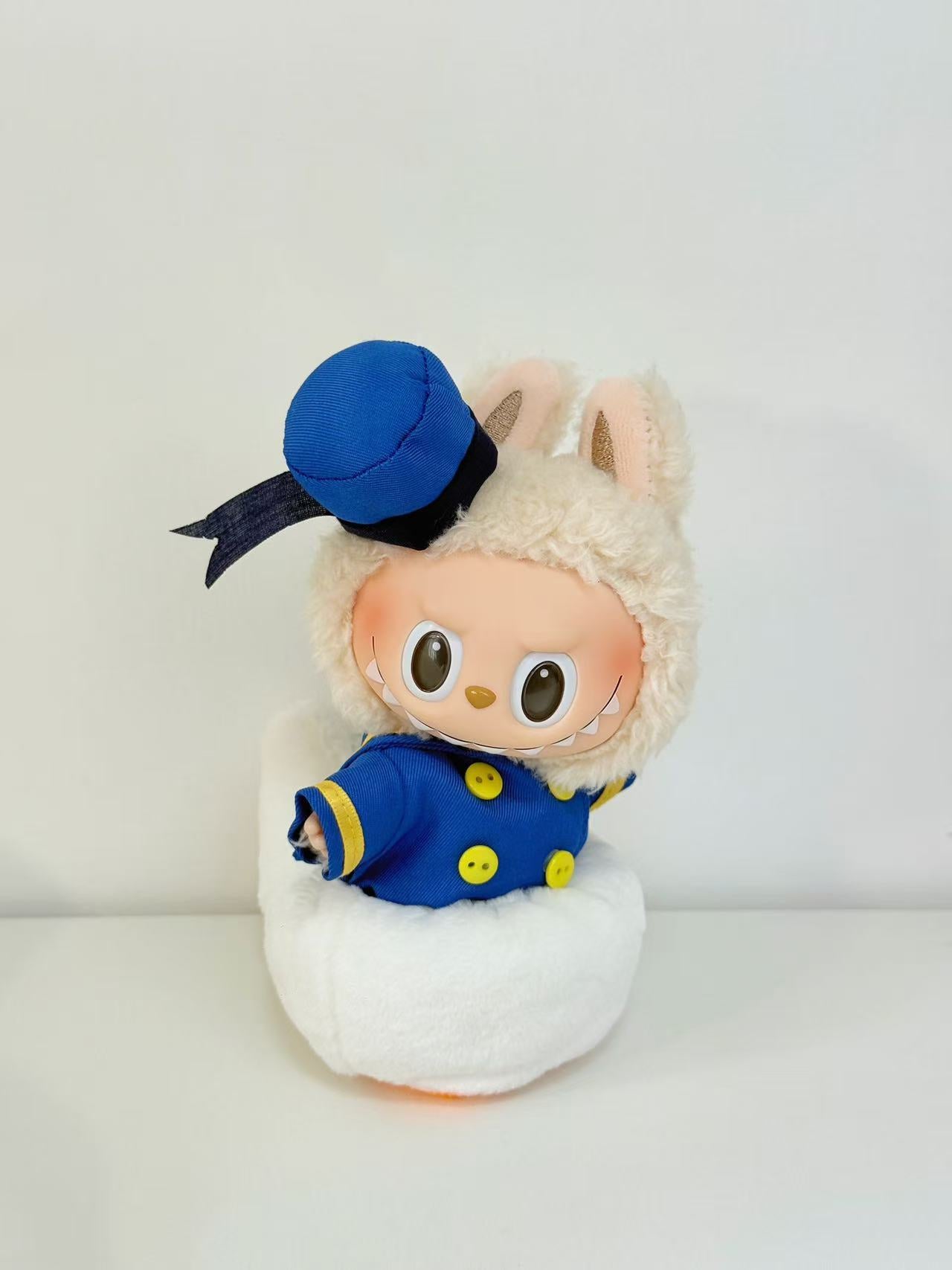 Labubu Clothes – Bunny Ear Sailor Outfit Set with Ribbon Bow (Handmade Cutie Look)