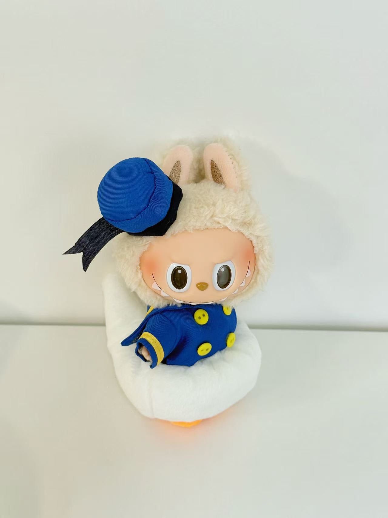 Labubu Clothes – Bunny Ear Sailor Outfit Set with Ribbon Bow (Handmade Cutie Look)