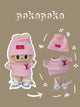 Labubu Clothes – Pink Knit Casual Outfit Set with Overalls & Bow (Handmade Soft Look)