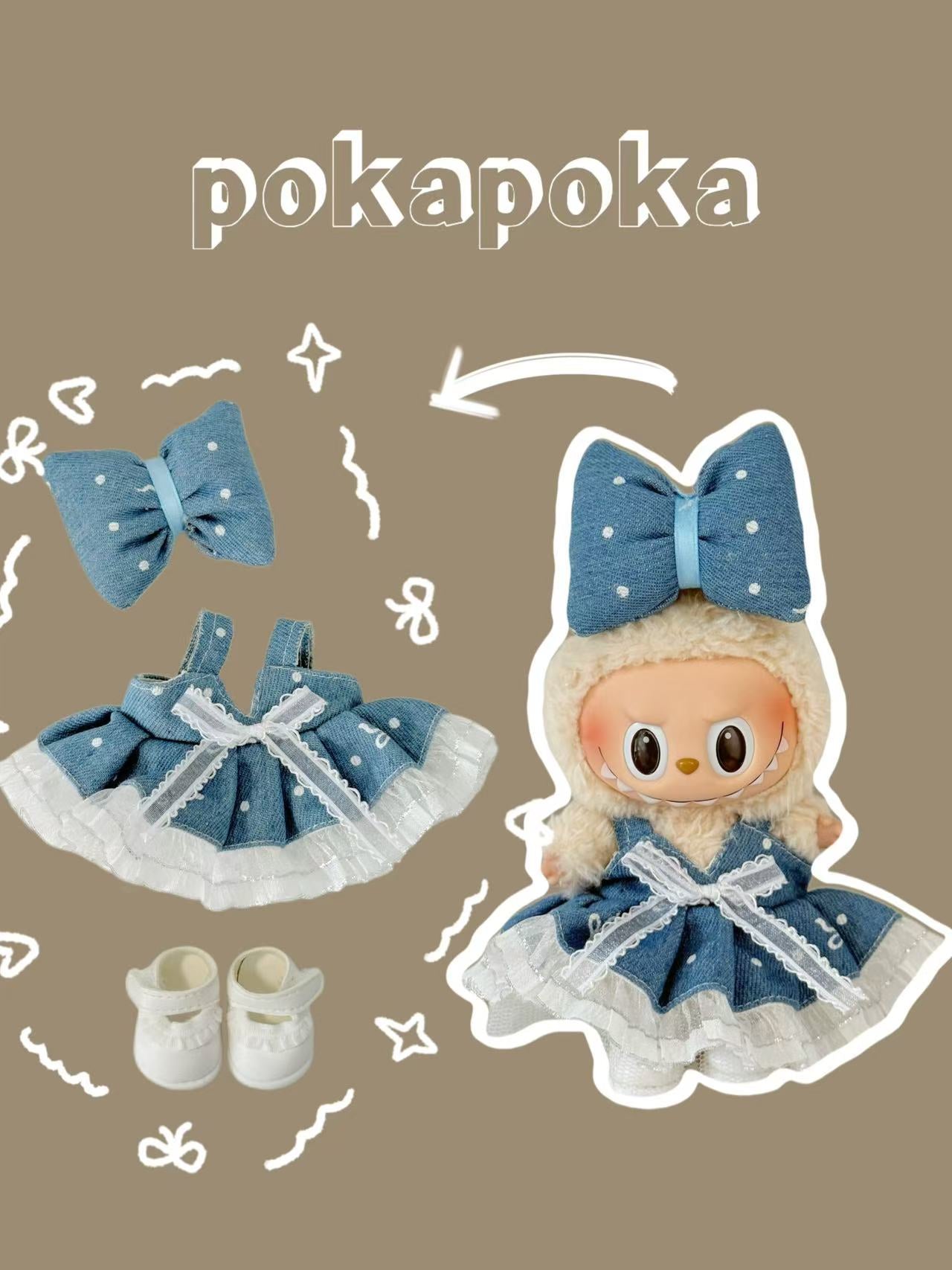 Labubu Clothes | Denim & Lace Bunny Outfit – Handmade Limited Set