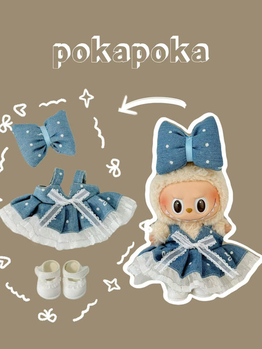 Labubu Clothes | Denim & Lace Bunny Outfit – Handmade Limited Set
