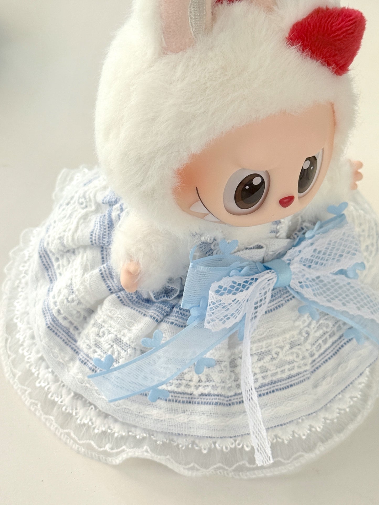 Labubu Clothes – Dreamy Blue Princess Dress Set with Big Bow (Handmade Fairy Look)