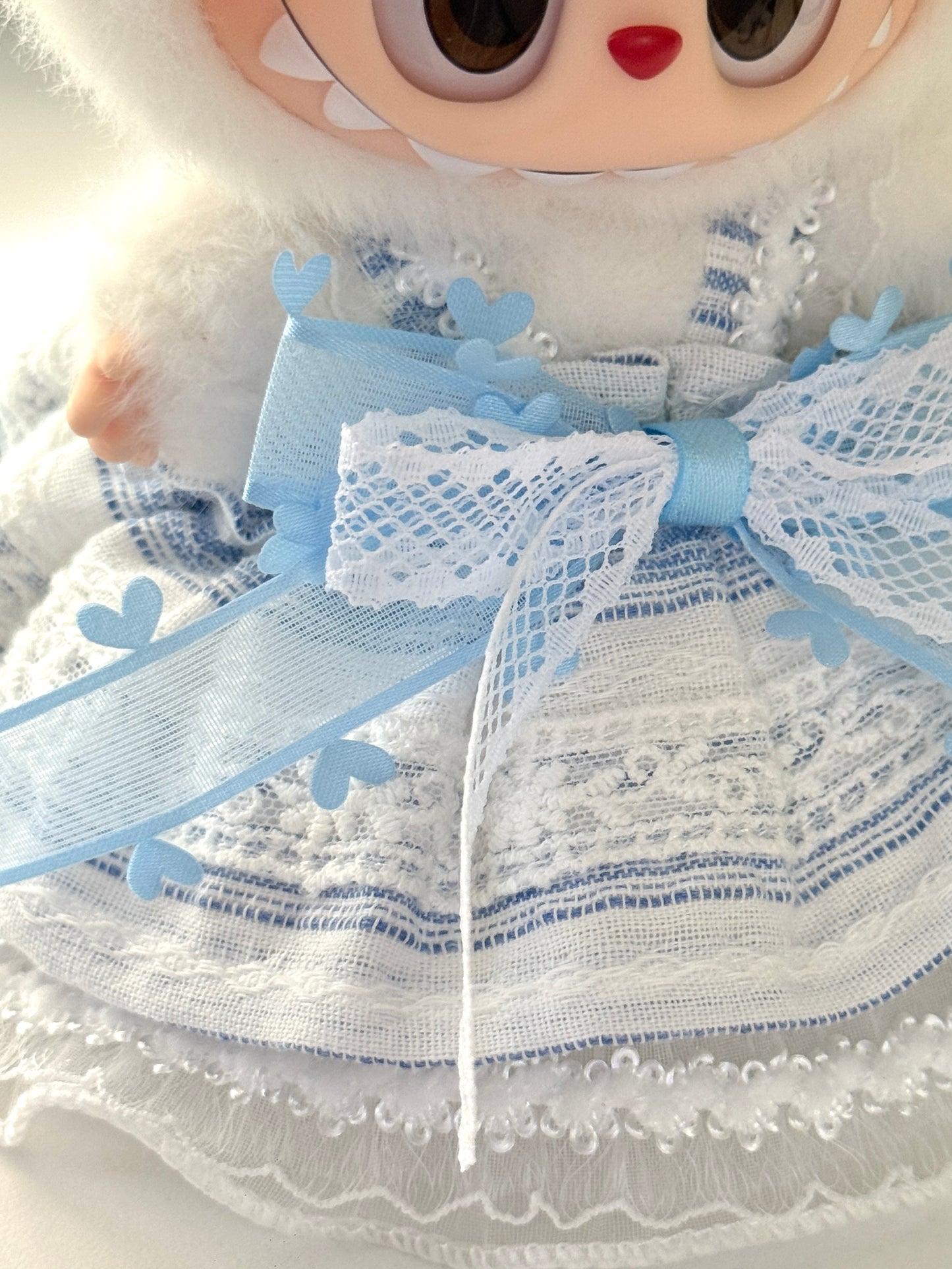 Labubu Clothes – Dreamy Blue Princess Dress Set with Big Bow (Handmade Fairy Look)